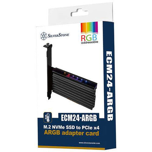 M.2 NVMe SSD M key to PCIe x4 ARGB adapter card with heatsink and thermal pad M.2 NVMe SSD M key to PCIe x4 ARGB adapter card with heatsink and thermal pad